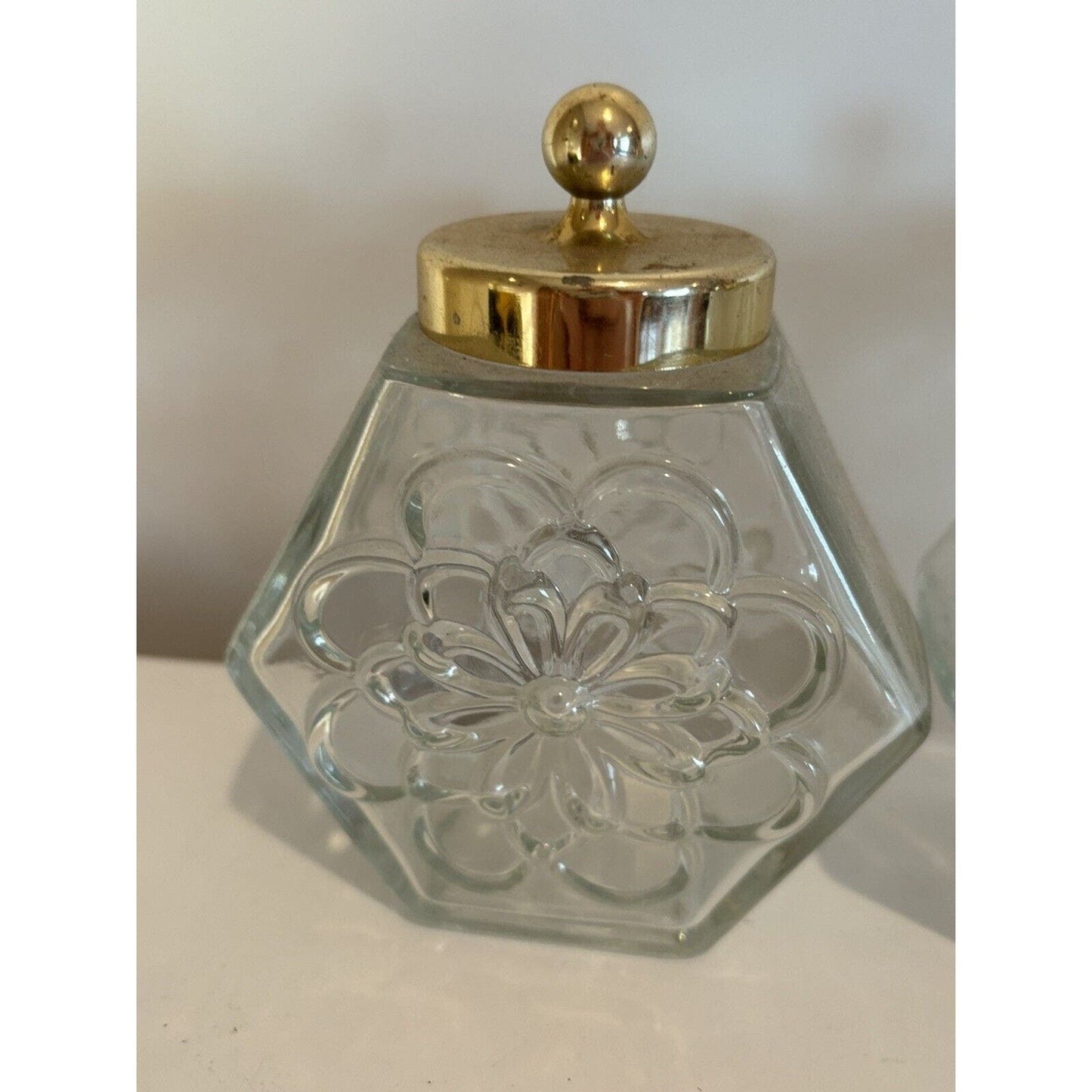 Vintage Avon Country Store Bath Crystals Glass Bottle Empty for Vanity Set Of 3