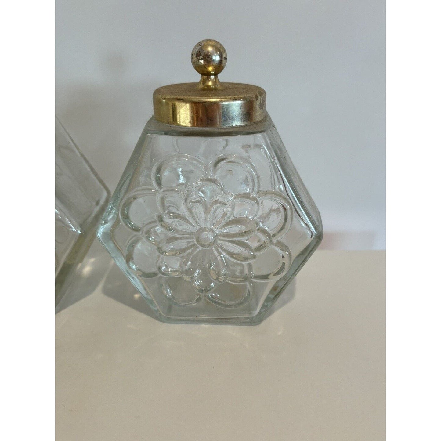 Vintage Avon Country Store Bath Crystals Glass Bottle Empty for Vanity Set Of 3