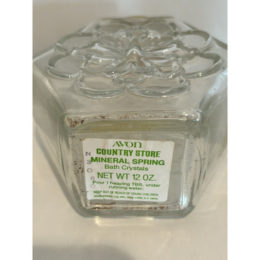 Vintage Avon Country Store Bath Crystals Glass Bottle Empty for Vanity Set Of 3